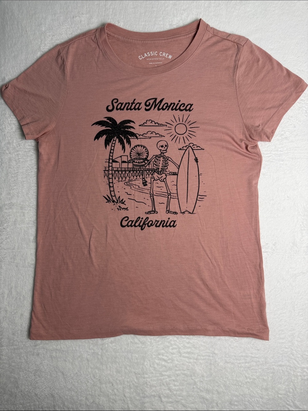 Aeropostale Santa Monica Graphic Tee - Dusty Rose Pink Size Large